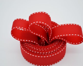 Grosgrain Ribbon Colors Cranberry OR Navy with White StitchingAssorted YardagesCraft Supplies*