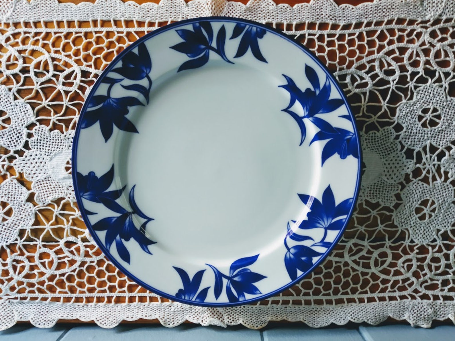 Vintage Cobalt Blue and White Porcelain Dinner Plate Pier 1 Etsy