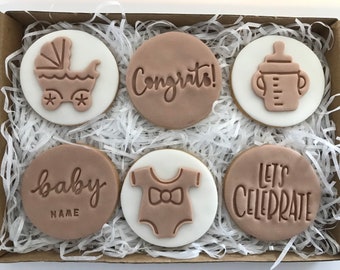 Personalised congratulations pregnancy announcement biscuit cookies gift box