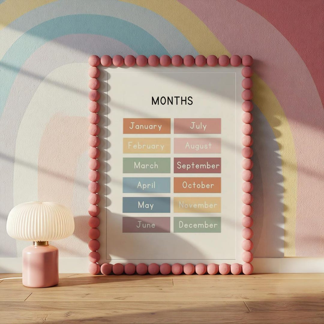 Months of the Year Wall Art – Nursery Educational Print – Kids Learning ...