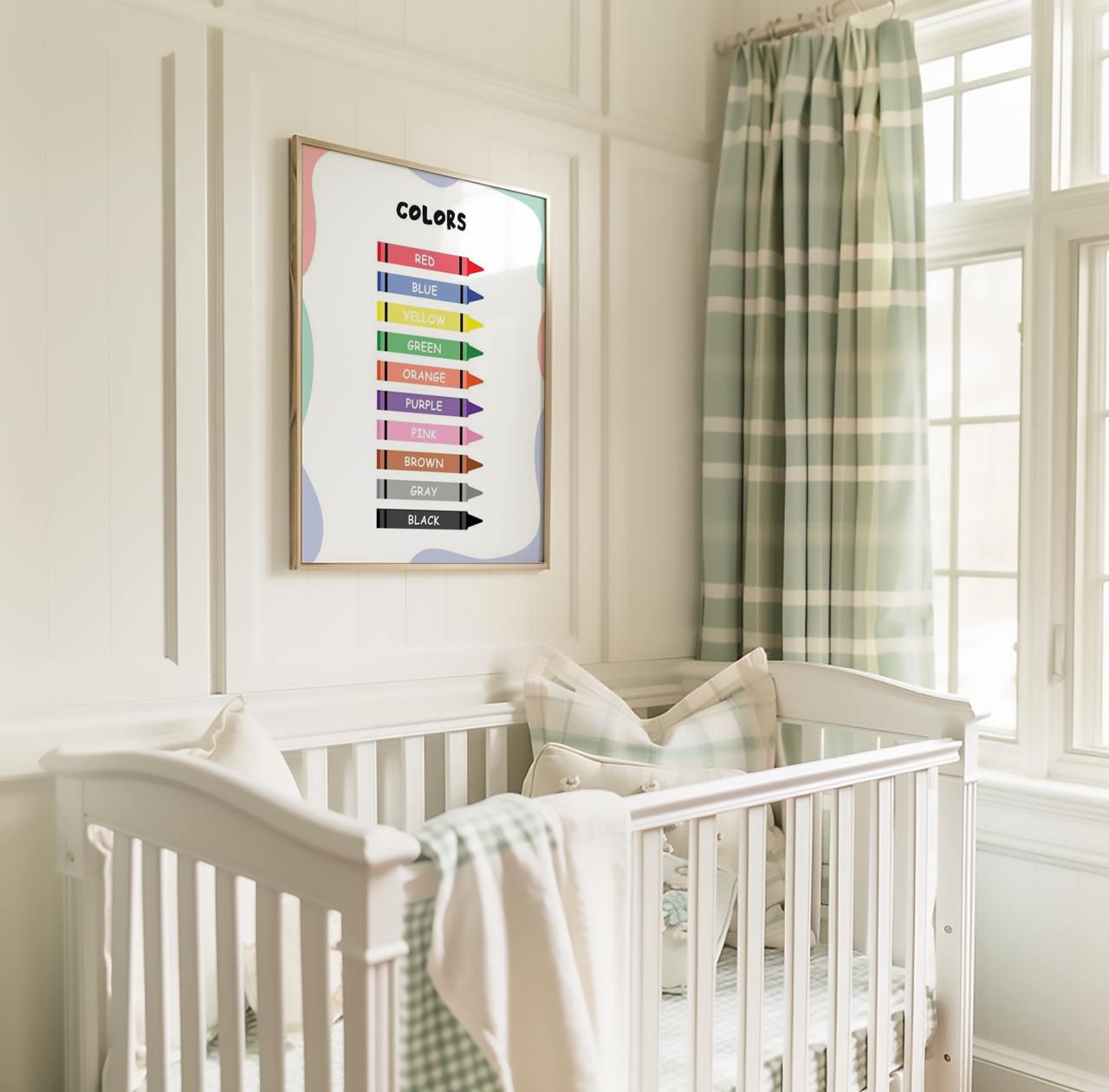 Kids Colors Poster – Crayon Color Chart Wall Art – Educational Nursery ...