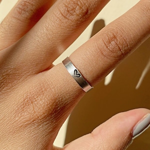 Heart Ring ~ Heart Jewelry ~ Silver Band Heart Ring ~ Metal Stamped Ring ~ Handmade Ring ~ Dainty Ring ~ Heart Ring Gift ~ Gift For Her