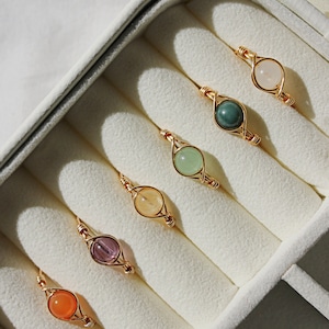 Crystal Ring ~ Natural Gemstone Ring ~ Dainty Gold Birthstone Ring ~ Handmade Minimalist Ring ~ Trendy y2k Pinterest Ring ~Gift for Her
