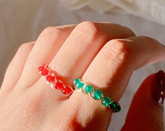 Braided wire ring, seed bead ring, wire wrapped ring, beaded ring, stackable rings, handmade ring, dainty, trending rings