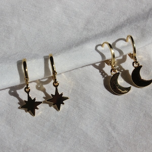 Mond Ohrringe ~ Stern Ohrringe ~ Sunburst Ohrring ~ 18K vergoldet ~ Gold Ohrringe ~ Trend Ohrringe ~ Minimalistischer Ohrring ~ Geschenk für Sie