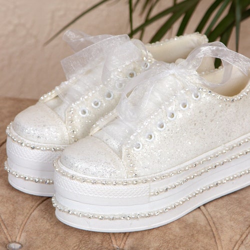 Wedding Shoes Platform Shoes Wedding Sneakers Bridal - Etsy