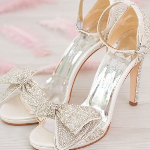 Wedding Dress Shoes Pearl Design Thick Heel Platform Etsy