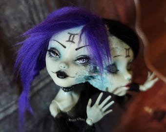 Gemini - The darkest zodiac collection - / OOAK custom Monster High doll/ repaint/ collectibles