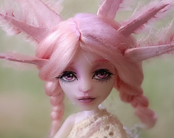 Summer - Axolotl mermaid - Mermay 2024 collection / OOAK Monster High doll/ repaint/ collectibles