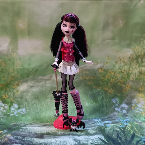 Monster high doll Draculaura/ Basic/ Wave 1/ collectibles / rare/ Mattel/ PEG joints/ with pet/ umbrella