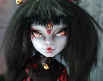 Bakeneko - Yokai Cat - Japanese demon/ OOAK custom Monster High doll/ repaint/ collectibles