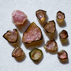 You Pick Rough Polished Natural Watermelon Tourmaline Slices/Stones - Please Read FULL Description