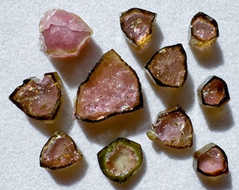 You Pick Rough Polished Natural Watermelon Tourmaline Slices/Stones - Please Read FULL Description