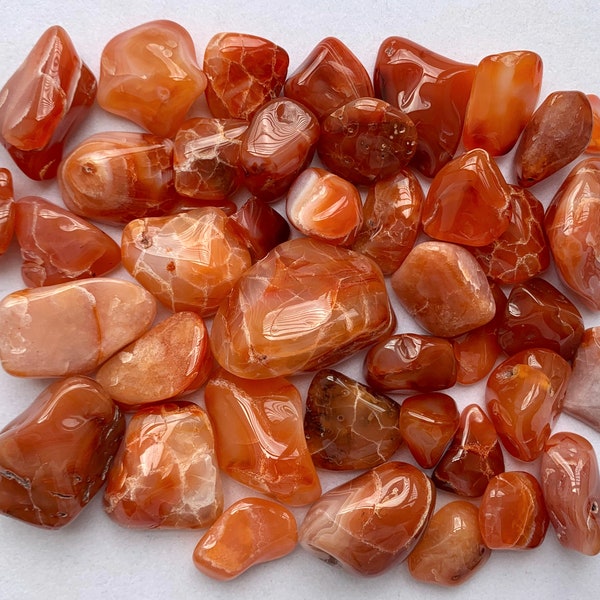 You Choose Tumbled Polished Carnelian Agate Stones Tumbles, Palmstones, Healing Crystals - Please Read FULL Description