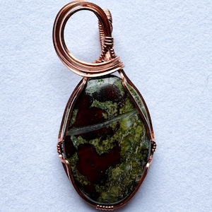 Handmade Wire Wrapped Dragon&#39;s Blood Stone Gemstone Pendant/Necklace - Please Read FULL Description