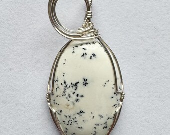 Handmade Wire Wrapped Dendritic Opal Gemstone Pendant/Necklace - Please Read FULL Description