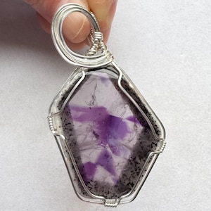 Handmade Wire Wrapped Trapiche Amethyst Gemstone Pendant/Necklace - Please Read FULL Description
