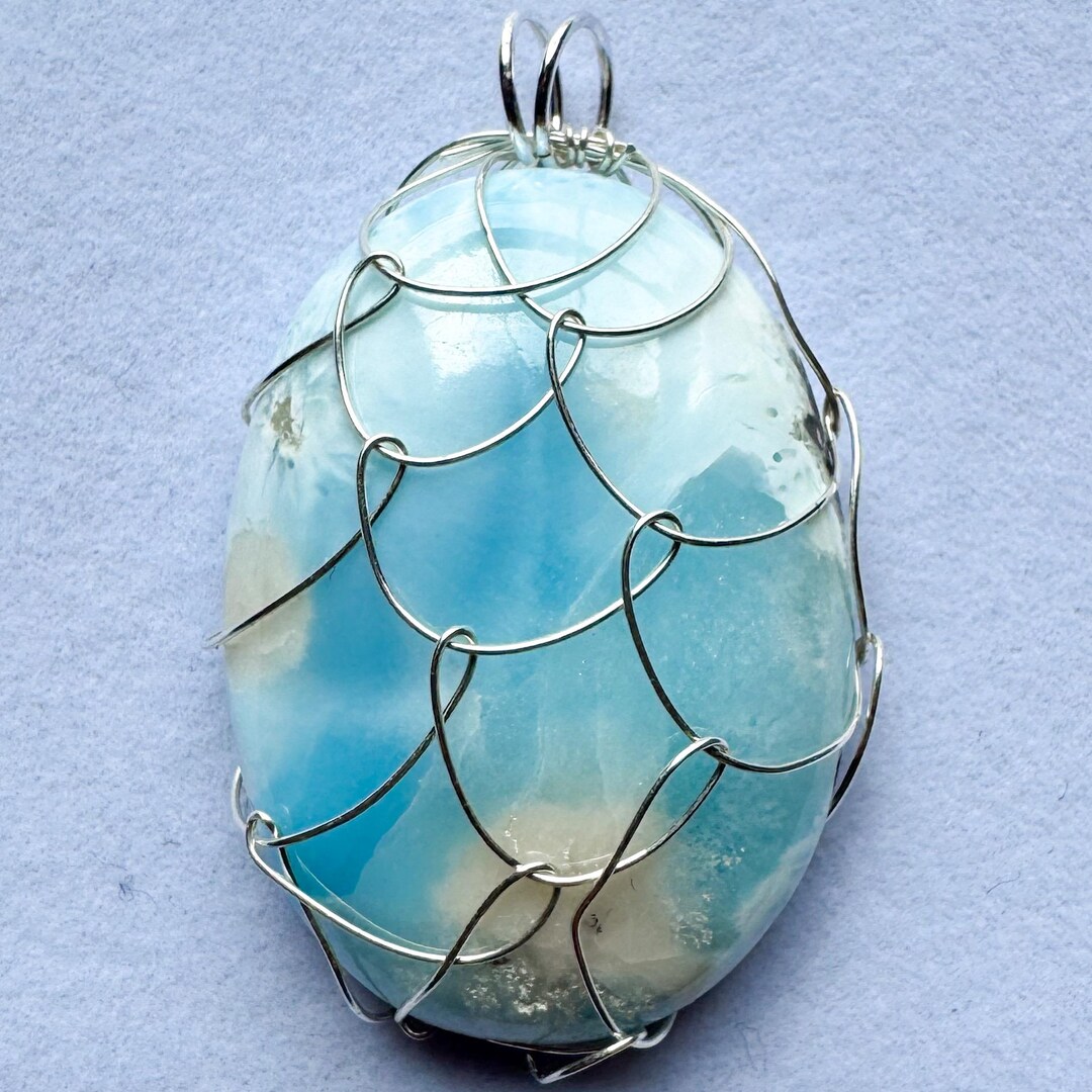 ハンドメイドのワイヤーラップラリマー宝石ペンダント