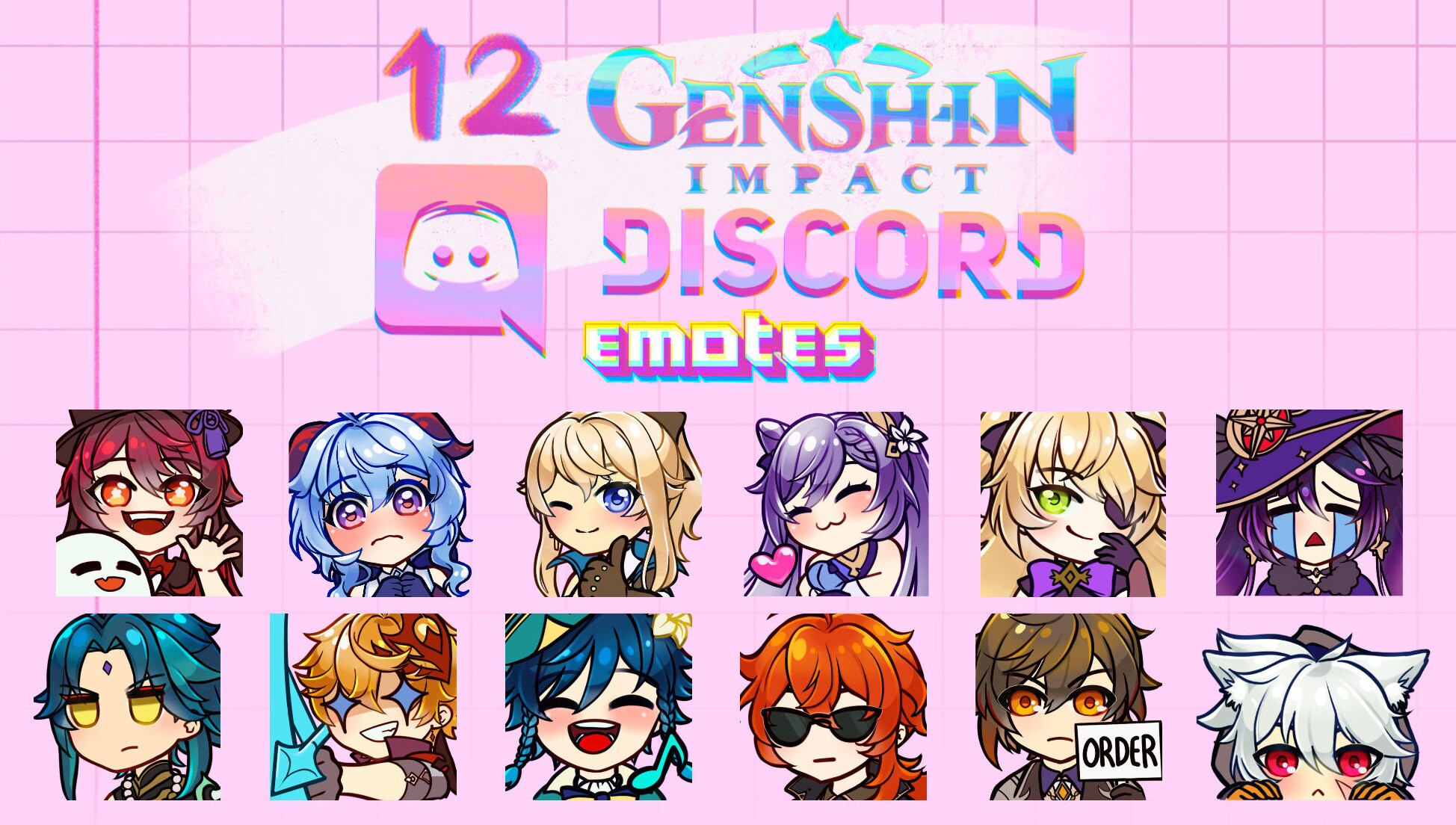 Pack Of 12 Genshin Impact Emotes For Twitch And Discord Etsy Singapore