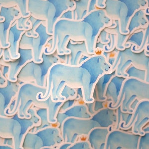 Lion bleu autocollant | Autocollants colorés en vinyle | Sticker feuille d'or