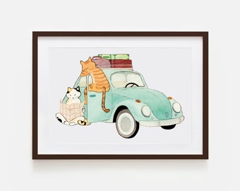 Watercolour Roadtrip Print
