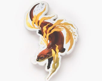 River Otter Sticker | Colourful Vinyl Sticker | Gold Foil Sticker