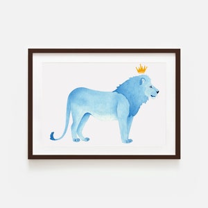 Impresión de león en acuarela / Arte mural ilustrado