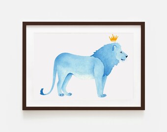 Watercolour Lion Print | Illustrated Wall Art