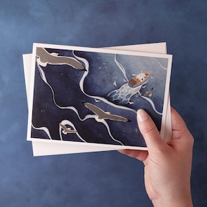 Watercolour Fishing Boat Blank Greeting Card