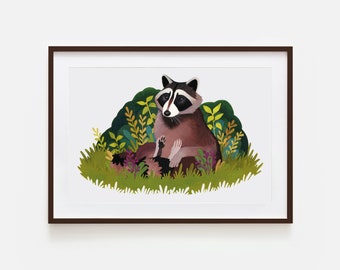 Watercolour Raccoon | Illustrated Wall Art