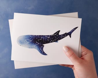 Watercolour Whale Shark Blank Greeting Card