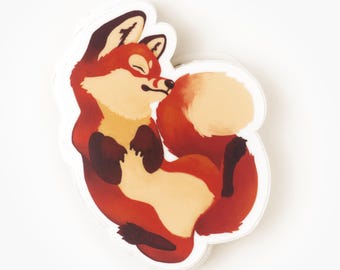 Sleepy Red Fox | Colourful Vinyl Sticker