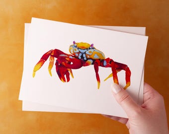 Watercolour Crab Blank Greeting Card