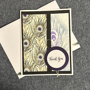 Peacock themed Thank you card