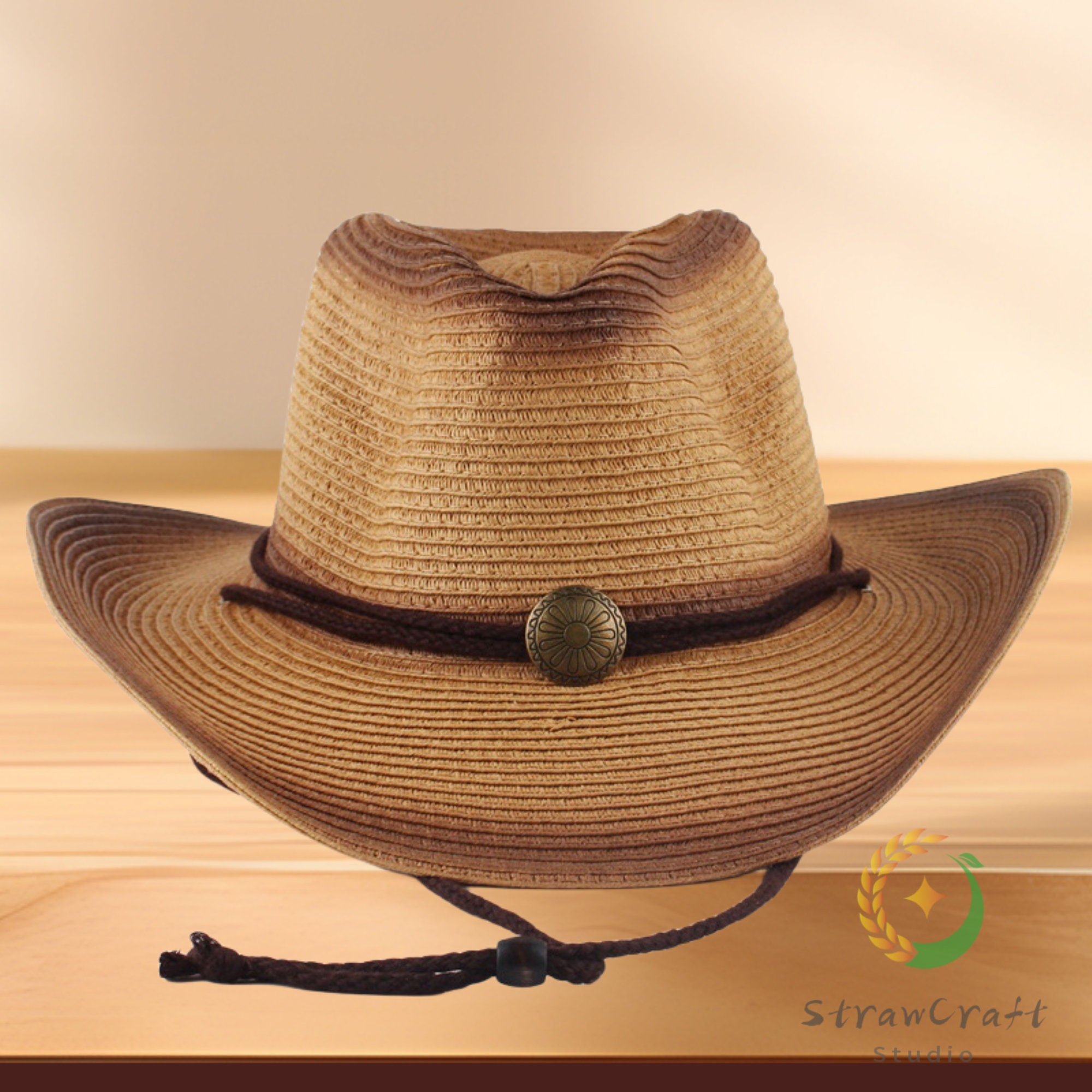 Straw Cowboy Hat For Women & Men – Shapeable Wide Brim, Leather Band, Sun Protection For Rodeo, Concerts, Outdoor