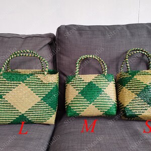 Seagrass Basket, Straw Handbag for Woman, Green Straw Bag, Seagrass Bag, Vintage Market Basket, Gift Basket Use New Vintage, Morocco Basket image 10