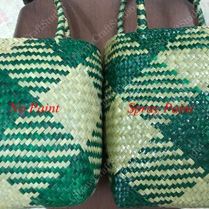 Seagrass Basket, Straw Handbag for Woman, Green Straw Bag, Seagrass Bag, Vintage Market Basket, Gift Basket Use New Vintage, Morocco Basket image 4