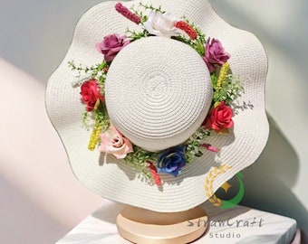 Chapeau de paille fleuri : votre style estival fleuri, le chapeau parfait pour les femmes, dévoilez un confort chic avec un chapeau de paille fleuri, de la plage aux mariages