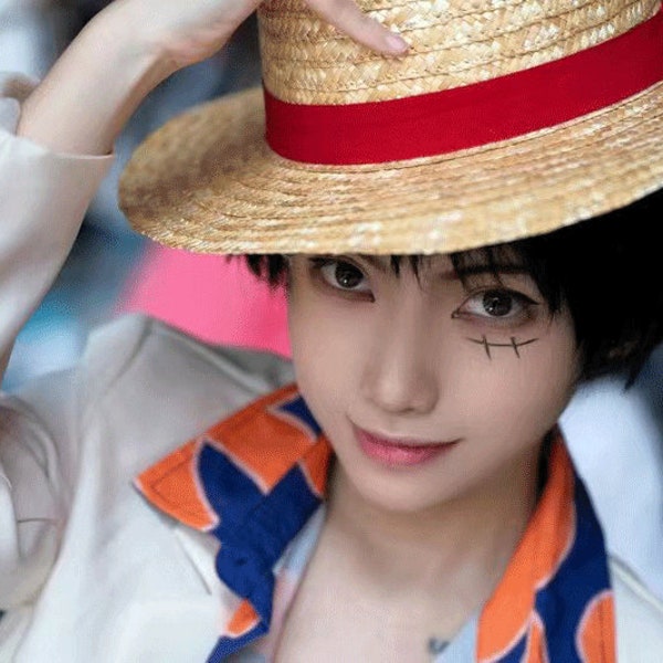 One Piece Anime Cosplay Straw Hat,Monkey D. Luffy Straw Hat,Accessory Breathable Beach Hat,Straw Hat,Straw Fedora,Pirates Captain Manga