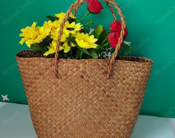 Hand-made Straw Bag Natural Bag Women Beach Woven Bags For Summer Travel Handbags