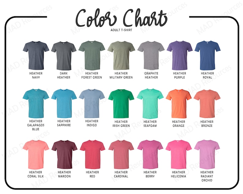 Every heather shirt color Digital File All 21 colors 2021 | Etsy