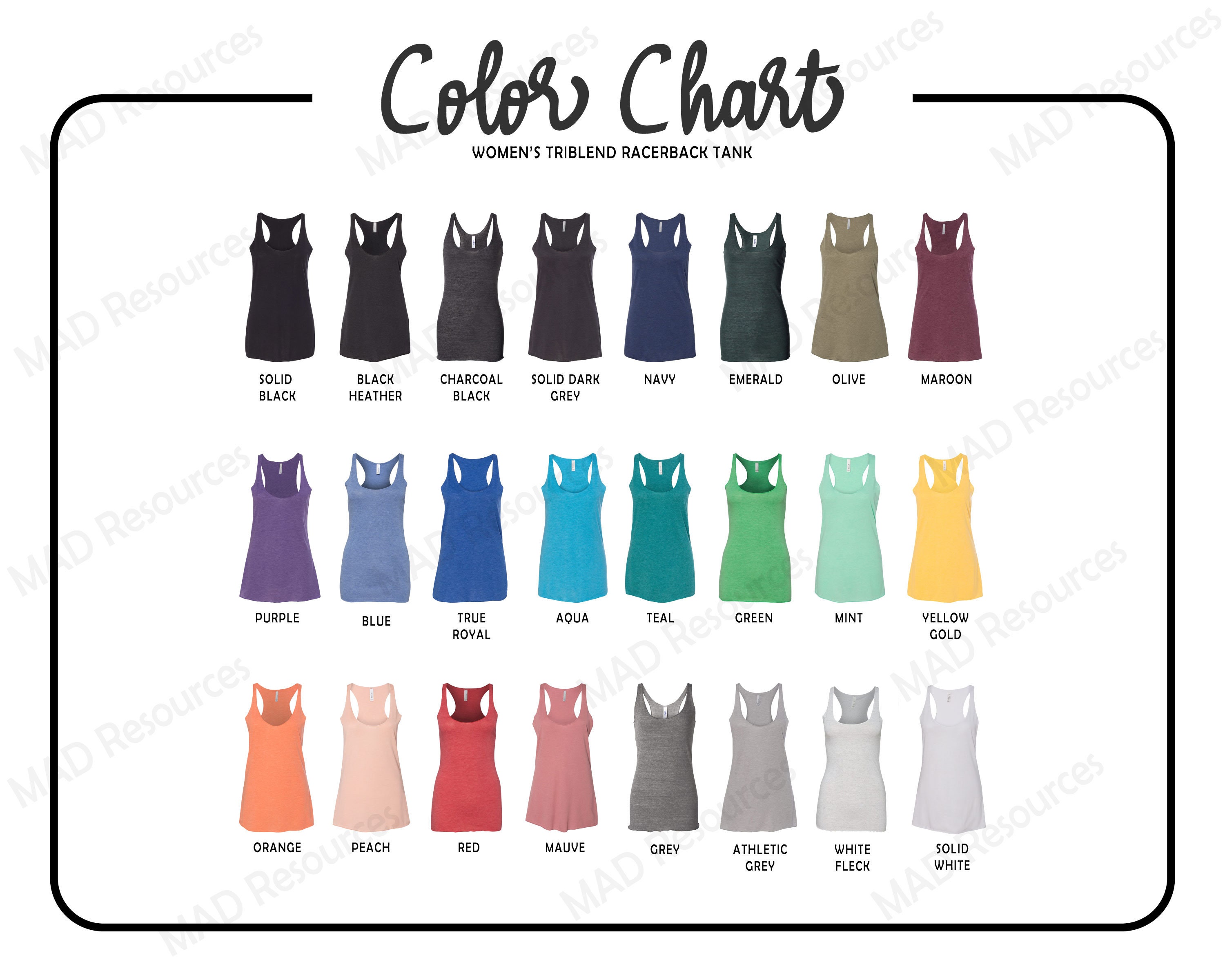 Bella Canvas 8430 Color Chart 2021 
