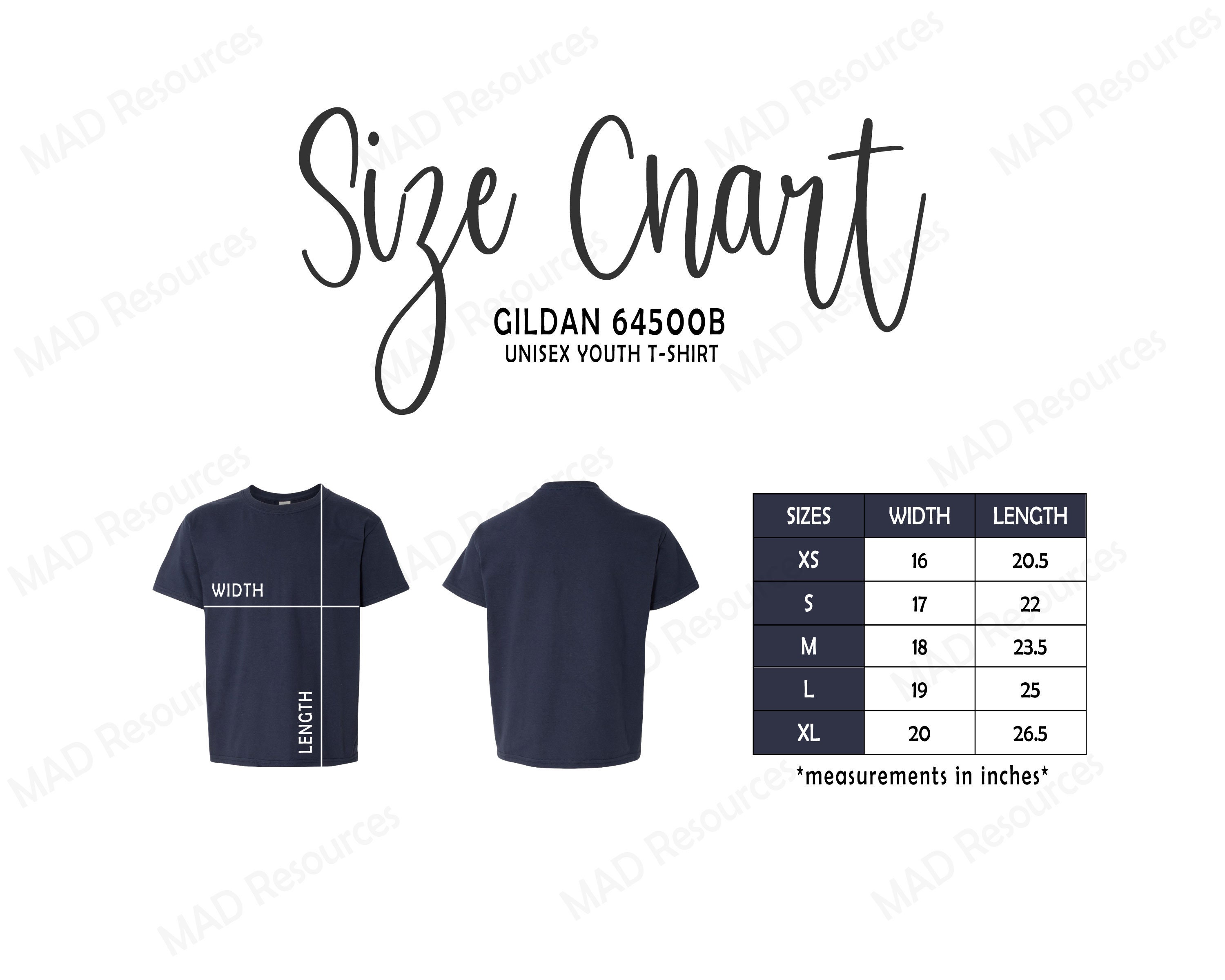 G645B Size Chart 2 Versions Included Youth Softstyle T-shirt Size Chart  G645B Size Chart 64500B Size Chart 
