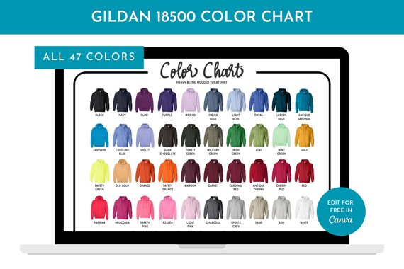 Gildan 18500 hoodie color chart outlet