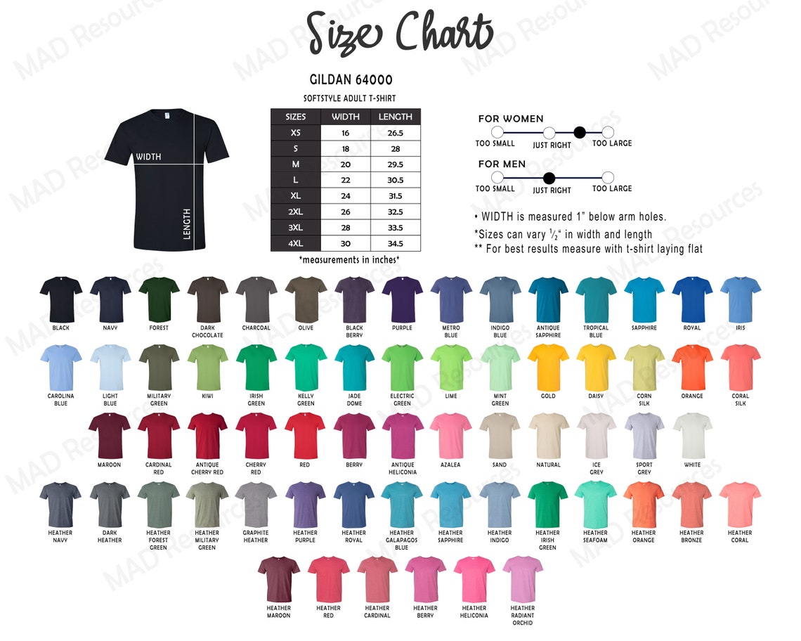 How Many T Shirt Colors Do Sticker Mule Offer Every Shirt Color Chart Digital File All 64 Colors 2021 - Etsy Ireland