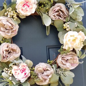 Summer Wreath, Front Door Wreath, Spring Wreath, Everyday Wreath, Peonies Wreath, House Warming Gift, Birthday Gift, Porch Wreath,