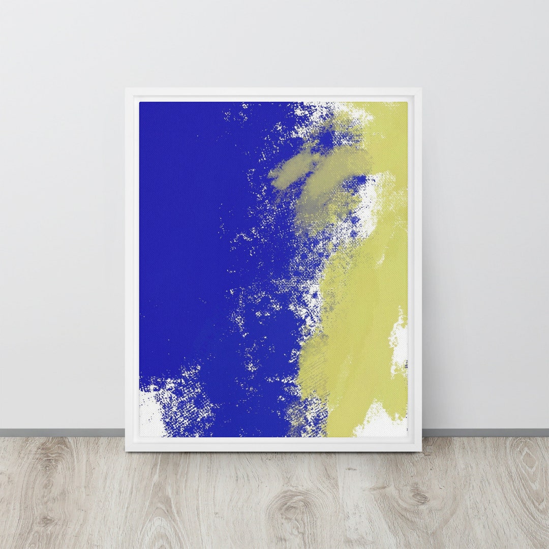 Blue and Yellow Abstract Print Modern Contemporary Wall Art Home Decor ...