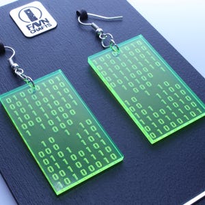 Oorbellen met binaire code: dalende digitale code | Technische sieraden, coderingsgeekcadeau, digitale datastatement-oorbellen