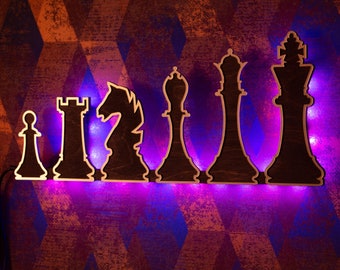Chess Lamp Decoration | Night Lamp/Light | Interior Wall Decoration | Full Chess Set Decor | Geek Nerd Gift Art