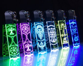 Viking LED Keychain | Norse Mythology Different Designs - Tree Of Life, Vegvisir, Odin, Raven, Personalised | Gift For Programmer Gamer